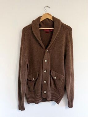 American Blue Grandpa Cardigan 100% Himalayan Yak hair brown button close